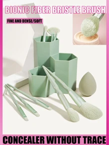 8 brochas de maquillaje verde oliva y huevo de belleza + tubo de almacenamiento de brochas de maquillaje con panal, tubo de exhibición de brochas de maquillaje, esponja de maquillaje no absorbente para base, brocha kabuki para sombra de ojos, rubor y polvos faciales, brocha para maquillaje mineral y líquido, fibra suave, set de brochas, kit de brochas de maquillaje, set de maquillaje completo, set de brochas de maquillaje, kit de maquillaje completo, kit de brochas, set de brochas de maquillaje, set de regalo de maquillaje, set - Verde Oliva - Ver 1