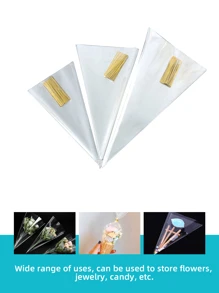 50pcs Clear Packaging Bag With 50pcs Twist Tie School Supplies Food Bag Food Box Suitable For Candy Chocolate Cookies Etc.