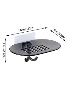 1pc Wall Mounted Soap Dish Home Bathroom Decor Fall Decor Back To School - Black - View 9