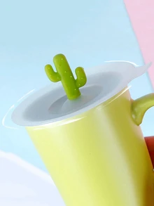 1pc Fashionable Creative Cactus Silicone Cup Lid - Green - View 3