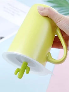 1pc Fashionable Creative Cactus Silicone Cup Lid - Green - View 2