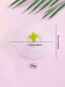 1pc Fashionable Creative Cactus Silicone Cup Lid - Green - View 4