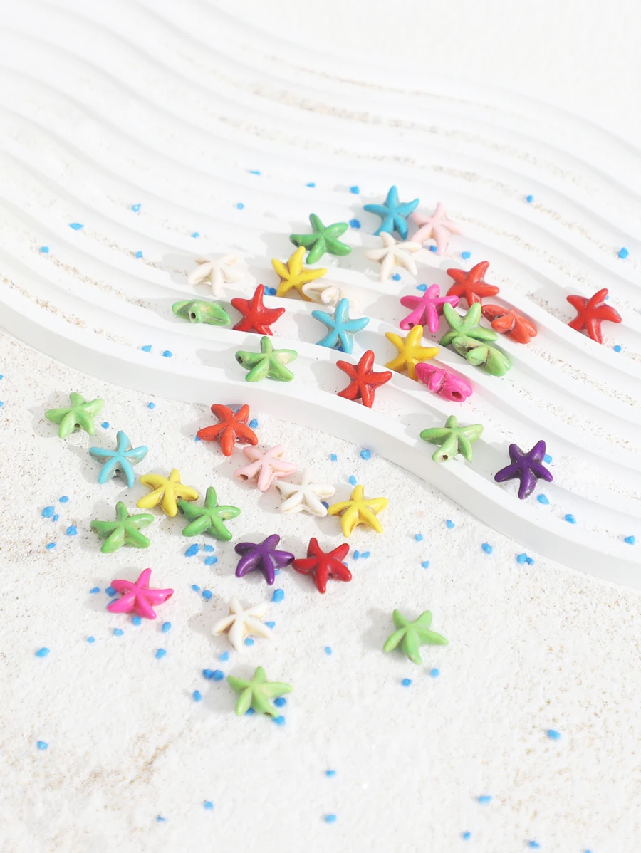 37入組自然綠松石色可愛海星設計海灘度假風格珠子 - 彩色 - 查看 1