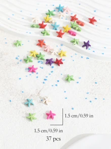 37入組自然綠松石色可愛海星設計海灘度假風格珠子 - 彩色 - 查看 3