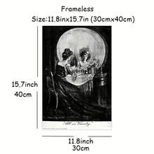 骷髅頭圖案無框畫 - 黑與白 - 查看 7