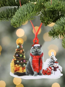 1pc Cat & Tree Design Wall Hanging - Multicolor - View 2