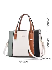 er de piel sintética elegante con manijas dobles, un excelente regalo para el Día de la Madre, regalos para mamá, bolso esencial de mamá para salir, bolsos de trabajo llamativos para mujeres - Oro rosa - Ver 2