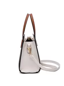 er de piel sintética elegante con manijas dobles, un excelente regalo para el Día de la Madre, regalos para mamá, bolso esencial de mamá para salir, bolsos de trabajo llamativos para mujeres - Oro rosa - Ver 7