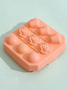 Diy 心形 玫瑰花 球形 硅胶冰模 冰块神器 冰块神器 三色可选 1 件 - 藍色 - 查看 5