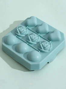 Diy 心形 玫瑰花 球形 硅胶冰模 冰块神器 冰块神器 三色可选 1 件 - 藍色 - 查看 8