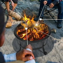 DC DICLASSE 22 inch Round Fire Pit Outdoor Steel Fire Bowl Wood Burning BBQ Grill Patio Backyard Camping - màu đen - Xem 10
