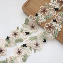 1入組花朵設計DIY織帶花邊 - 杏色 - 查看 1
