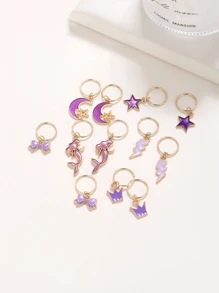 12入組星月吊飾電話線髮圈