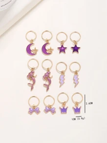 12入組星月吊飾電話線髮圈