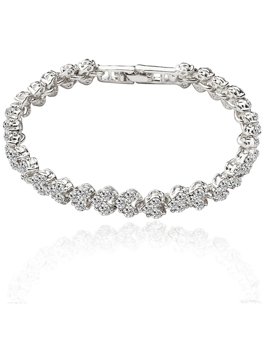 1pc Silver Diamante Beaded Bracelet - Silver - View 1