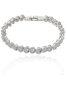 1pc Silver Diamante Beaded Bracelet - Silver - View 4