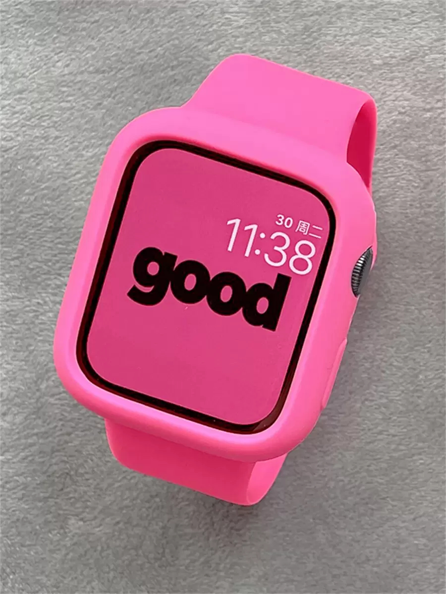 Dây đeo đồng hồ silicon rắn tương thích với Apple Watch - Màu Hồng Tươi - Xem 1