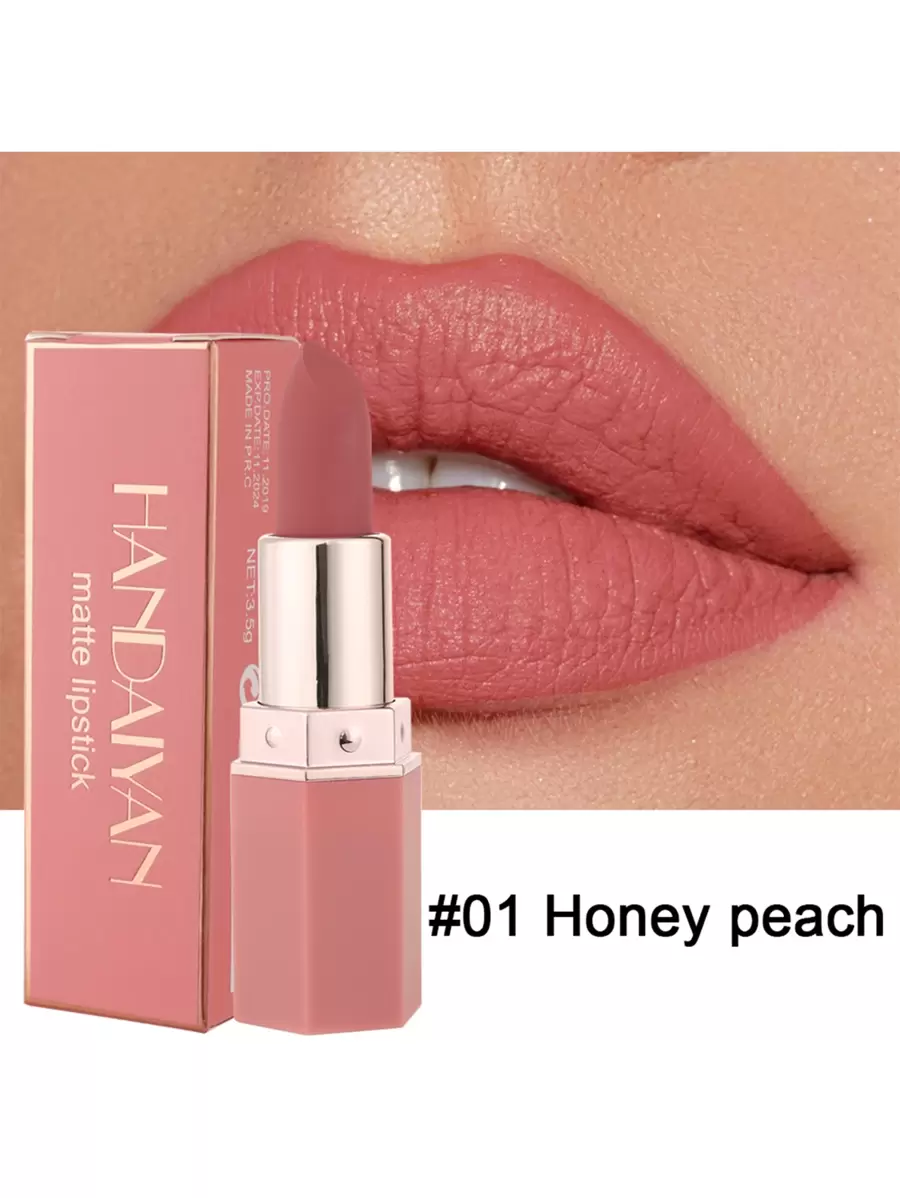 HANDAIYAN Hexagonal Matte Moisturizing Lipstick, Velvet Makeup Effect, Single Tube, Long-Lasting Color, Fashionable Luxury Lipstick, Suitable For Halloween, Christmas And Holiday Makeup, Party And Daily Makeup, Holiday Travel Essential Cosmetics, Net Weight: 3.5g, Face Painting, Cosmetics, Suitable For Women, Suitable For Winter/Spring, Ideal For Y2K Fancy Fashion, Suitable As Birthday/Valentine's Day/Mother's Day Gift, Essential For Carnival Party, Best Color Choice - 01 Milk Tea - 查看 1