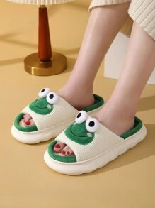 Dép Linen Ếch Dễ Thương Dành Cho Cặp Đôi Nam Và Nữ Đi Trong Nhà Chống Trượt Đáy Dày Dép Đi Trong Nhà Mùa Hè - màu xanh lá - Xem 4