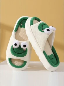 Dép Linen Ếch Dễ Thương Dành Cho Cặp Đôi Nam Và Nữ Đi Trong Nhà Chống Trượt Đáy Dày Dép Đi Trong Nhà Mùa Hè - màu xanh lá - Xem 10