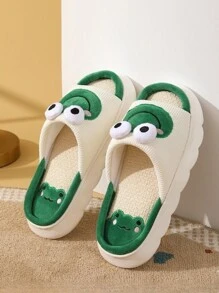 Dép Linen Ếch Dễ Thương Dành Cho Cặp Đôi Nam Và Nữ Đi Trong Nhà Chống Trượt Đáy Dày Dép Đi Trong Nhà Mùa Hè - màu xanh lá - Xem 9