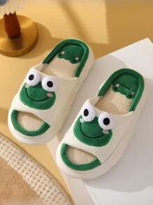 Dép Linen Ếch Dễ Thương Dành Cho Cặp Đôi Nam Và Nữ Đi Trong Nhà Chống Trượt Đáy Dày Dép Đi Trong Nhà Mùa Hè - màu xanh lá - Xem 7