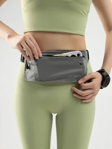 Letter Graphic Polyester Running Waist Bag - Grey - View 3