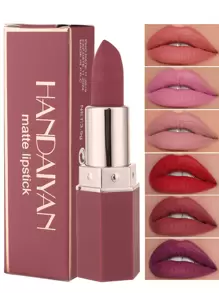 HANDAIYAN Hexagon Matte Moisturizing Lipstick, Velvet Makeup Effect, Single Tube, Long-Lasting Color, Fashionable Luxury Lipstick, Face Painting Cosmetics, Suitable For Women, Especially Millennials, Fashion Styling, Ideal For Winter/Spring, Suitable For Birthday/Valentine's Day Gifts, Essential For Carnival Parties, Best Color Selection - 05 Violet Pink - Xem 2