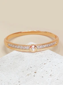 1 chiếc vòng tay mạ vàng đính đá Zirconia sang trọng, quà tặng cho phụ nữ. - Vàng - Xem 1