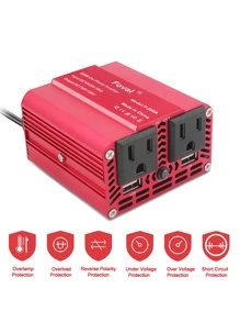 1pc 200W Car Power Inverter - Red - View 6