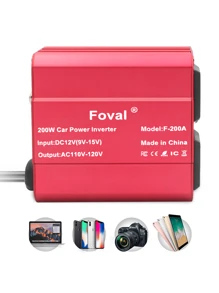 1pc 200W Car Power Inverter - Red - View 8