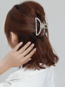 1pc Girl's Rhinestone Hair Clip, Suitable For Daily Use To Style Half-Up Hairstyles Party Tiaras Hair Claws Claw Clips Hair Clips Hair Jaw Clip Hair Clamps Hair Clutch Hair Claw Clip, School Stuff, College Fall Winter Hair Accessories For Women For Vacation Outfits Woman - Gold - View 2