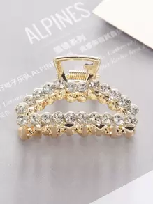 1pc Girl's Rhinestone Hair Clip, Suitable For Daily Use To Style Half-Up Hairstyles Party Tiaras Hair Claws Claw Clips Hair Clips Hair Jaw Clip Hair Clamps Hair Clutch Hair Claw Clip, School Stuff, College Fall Winter Hair Accessories For Women For Vacation Outfits Woman - Gold - View 1
