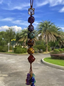 1入組水晶窗車飾7脈輪家居裝飾風水裝飾瑜伽冥想車掛 - 彩色 - 查看 4