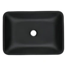 SINLOOG 13.0" L -18.13" W -4" H Matte Shell Glass Rectangular Vessel Bathroom Sink in Black with Matte Black Faucet and Pop-Up Drain in Matte Black - màu đen - Xem 2