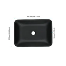 SINLOOG 13.0" L -18.13" W -4" H Matte Shell Glass Rectangular Vessel Bathroom Sink in Black with Matte Black Faucet and Pop-Up Drain in Matte Black - màu đen - Xem 11