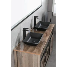 SINLOOG 13.0" L -18.13" W -4" H Matte Shell Glass Rectangular Vessel Bathroom Sink in Black with Matte Black Faucet and Pop-Up Drain in Matte Black - màu đen - Xem 3