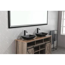 SINLOOG 13.0" L -18.13" W -4" H Matte Shell Glass Rectangular Vessel Bathroom Sink in Black with Matte Black Faucet and Pop-Up Drain in Matte Black - màu đen - Xem 10