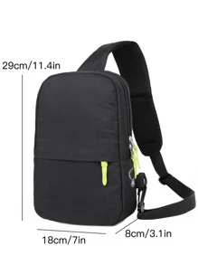 多功能旅遊超輕素色休閒胸包斜挎包單肩包吊帶包休閒包高中生大學生新生戶外旅行徒步運動包 - 黑色 - 查看 9