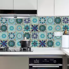 10pcs/20pcs Mandala Style Kitchen Wall Decals, Waterproof And Oil-Proof Kitchen Stickers, Stickers, Wall Decal, Vinyl Decal For Home Decorations, Spring Decoration Items Refresh Your Home, Rama Decoration Stickers - Multicolor - View 5