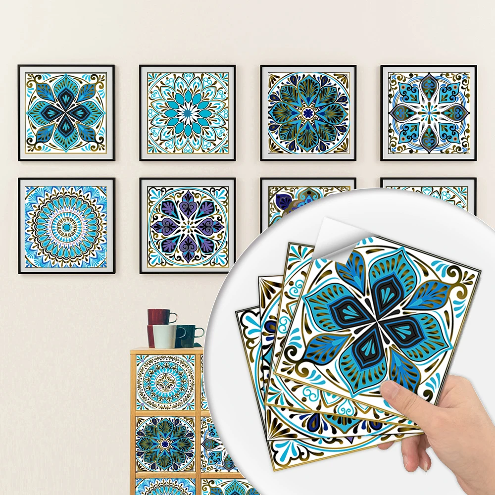 10pcs/20pcs Mandala Style Kitchen Wall Decals, Waterproof And Oil-Proof Kitchen Stickers, Stickers, Wall Decal, Vinyl Decal For Home Decorations, Spring Decoration Items Refresh Your Home, Rama Decoration Stickers - Multicolor - View 1