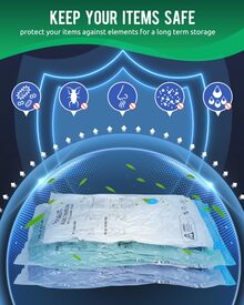 Vacuum Storage Bags, Reusable Vacuum Sealer Compression, 6 Pack Space Saver Bag For Clothes, Mattress, Blanket, Duvets, Pillows, Comforters, Quilt, Travel (Pump Not Included) Halloween Decorations Halloween Costumes Autumn Decor Festival Decor - Blue and White - View 7