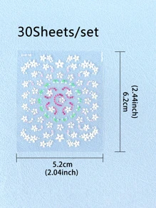 30入組/套心花卉自黏式美甲貼紙 - 彩色 - 查看 5