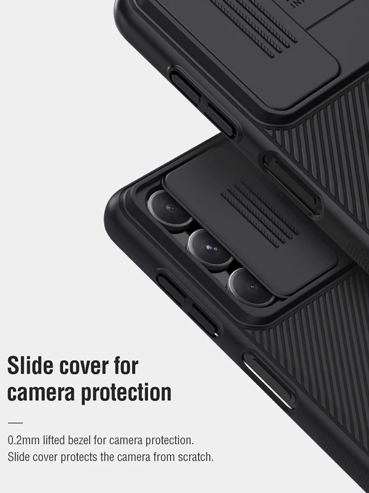NILLKIN Funda compatible con Samsung galaxia 5G / A24 A34 / A14 4G a prueba de choques Cajas del teléfono con cubierta de cámara - Negro - Añade 3