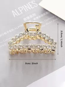 1pc Girl's Rhinestone Hair Clip, Suitable For Daily Use To Style Half-Up Hairstyles Party Tiaras Hair Claws Claw Clips Hair Clips Hair Jaw Clip Hair Clamps Hair Clutch Hair Claw Clip, School Stuff, College Fall Winter Hair Accessories For Women For Vacation Outfits Woman - Gold - View 3