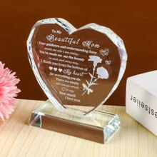 Birthday Gifts for Mom from Daughter Unique, Mothers Day Heart-Shaped Glass Keepsake to My Beautiful Mom Gifts for Women Who Have Everything on Christmas Thanksgiving Day - 無色 - 查看 2