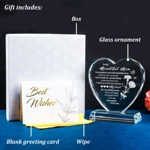 Birthday Gifts for Mom from Daughter Unique, Mothers Day Heart-Shaped Glass Keepsake to My Beautiful Mom Gifts for Women Who Have Everything on Christmas Thanksgiving Day - 無色 - 查看 5