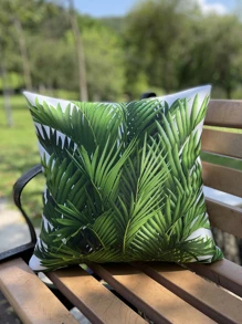 件組方形裝飾枕套，熱帶綠色植物印花，適合戶外/室內使用，防水露台墊套，非常適合家居、花園、海灘和客廳裝飾 - 橄欖綠 - 查看 8