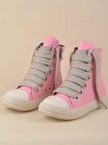 Dames tweekleurige skateschoenen met veters aan de voorkant, sportieve outdoor-casual schoenen