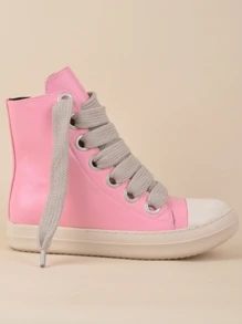 Dames tweekleurige skateschoenen met veters aan de voorkant, sportieve outdoor-casual schoenen